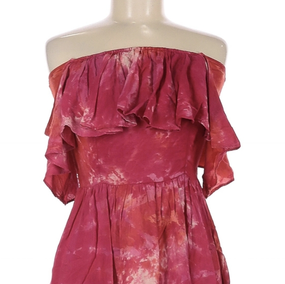 Tie Dye Ruffle Off Shoulder Mini Dress - Picture 5 of 8